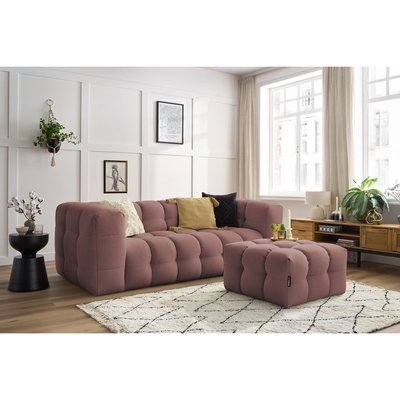 Canapé droit fixe 4 places en tissu avec pouf, CLOUD BOBOCHIC