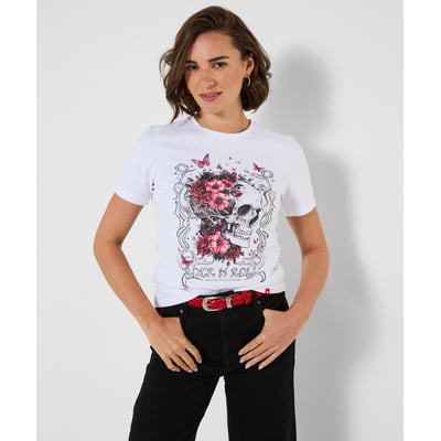 T-Shirt à Manches Courtes Imprimé Tête de Mort JOE BROWNS