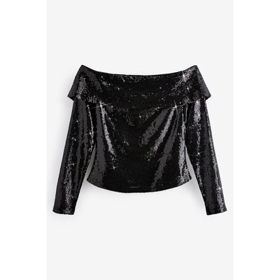 Top à manches longues bardot sequins NEXT