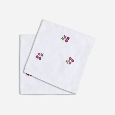 Lot de 2 serviettes de table brodées, en coton et lin, ROSETTA LA REDOUTE INTERIEURS