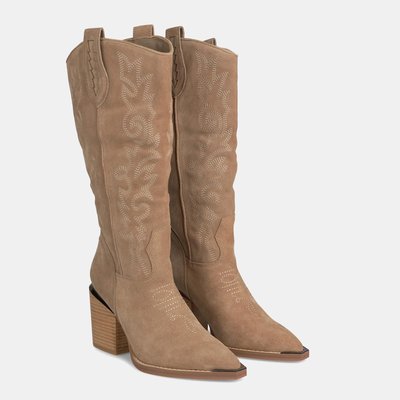 Bottes mi-hautes en cuir à talon bloc ALMA EN PENA