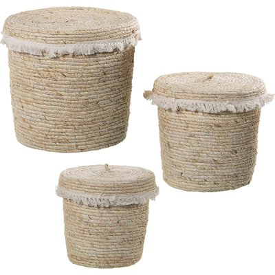 Panier en osier avec couvercle (lot de 3) RECOLLECTION