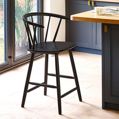 Mirella Curved Solid Wood Bar Stool SO'HOME