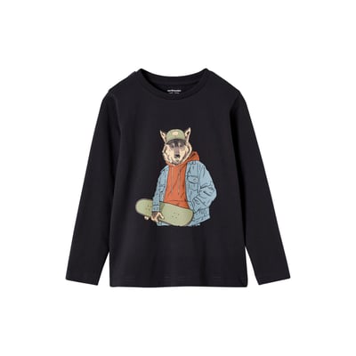 T-shirt fun motif chat manches longues VERTBAUDET