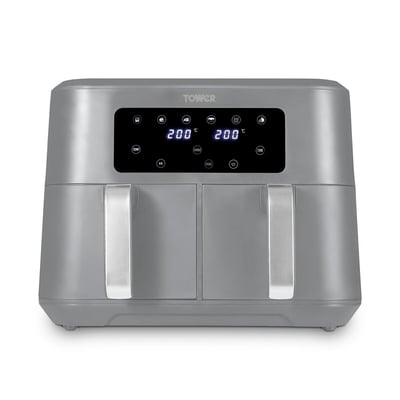 Vortx 8.5L Dual Basket Air Fryer with Chrome Trim- T17137 TOWER