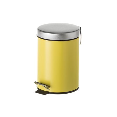 Poubelle ronde à pédale en métal jaune - 3L WADIGA
