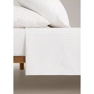 Drap plat en coton percale à fines rayures Lit 90 cm MANGO HOME