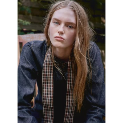 Chemise denim col foulard MANGO