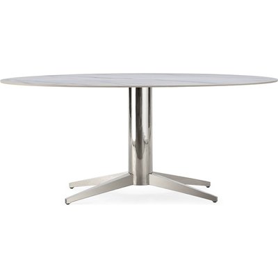 Table à manger blanche porcelaine et acier inoxydable design élégant RECOLLECTION