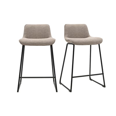 Tabourets de bar en tissu effet velours texturé terre brûlée et métal noir H65 cm (lot de 2) BOOST MILIBOO