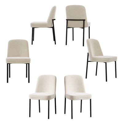 Lot de 6 chaises de salle à manger en velours avec pieds métal, DUORAUC MEUBLES COSY