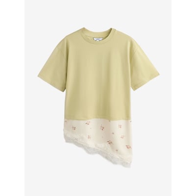 T-shirt en dentelle/satin à manches courtes NEXT