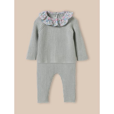 Ensemble en tricot  col en tissu Liberty CYRILLUS