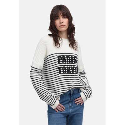 Pull marinière tricot rayé message bouclette IKKS
