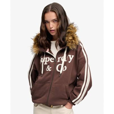 Sweat zippé à capuche Vintage Fur Applique coupe oversize SUPERDRY