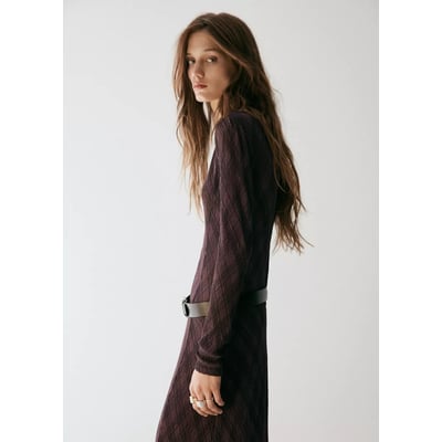 Robe manches longues carreaux MANGO