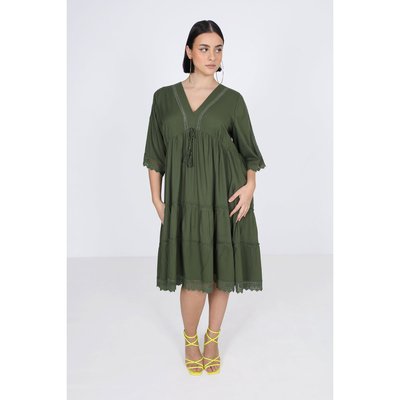 Robe midi unie style bohéme avec galon JEAN-MARC PHILIPPE