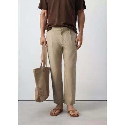 Pantalon coupe regular en mélange de coton et lyocell MANGO MAN