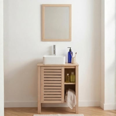 Ensemble vasque 60cm chêne, robinet et miroir TALIX MOB IN