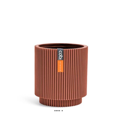 Vase cylindre Groove plastique H 21 x D 19 cm Rouge ARTIFICIELLES