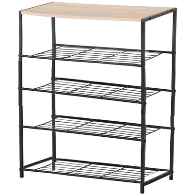 Étagère à chaussures en bois et métal noir 63x30x83cm WADIGA