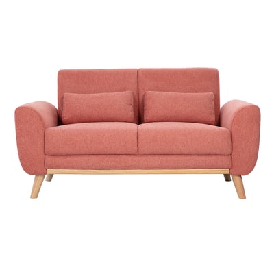 Canapé 2 places en tissu effet velours vert kaki et bois clair EKTOR MILIBOO