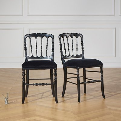 Lot de 2 chaises en hévéa et velours NAPOLEON III ROBIN DES BOIS