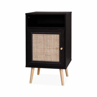 Table de chevet scandinave en cannage 1 porte BOHÈME SWEEEK