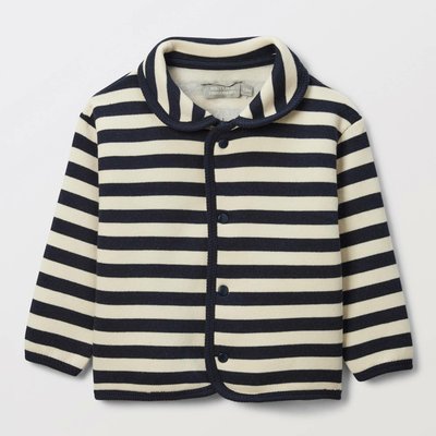 Gilet col claudine en molleton rayé en coton BIO GOTS BOUT'CHOU