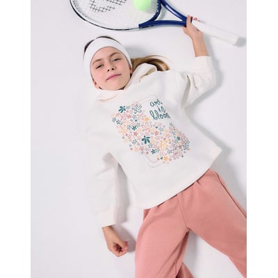 Sweat en coton peigné à capuche et imprimé floral ZIPPY