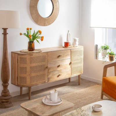 Buffet en bois de manguier et cannage  PALMA MADE IN MEUBLES 