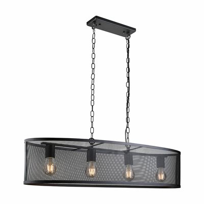 Matt Black Metal and Mesh Shade Oval Pendant SO'HOME