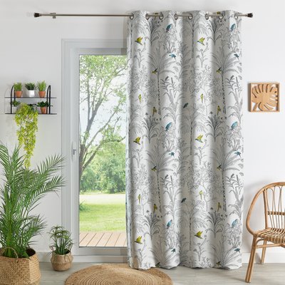 Rideaux Jacquard imprimé floral et perroquets - QABANE HOME MAISON