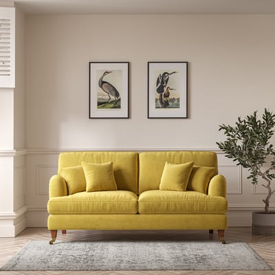 Emeline Textured Velvet 3 Seater Sofa with Castor Legs ÉDITÉ