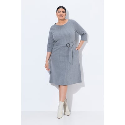 Robe midi à fines rayures, encolure bateau ULLA POPKEN
