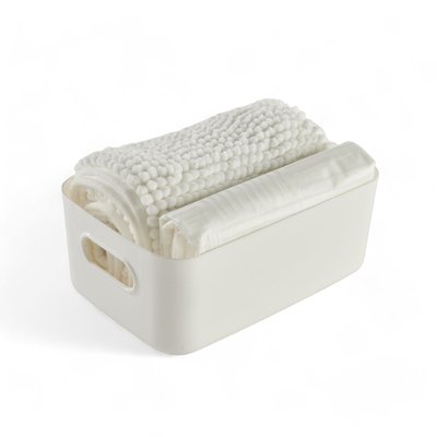 Set de douche 3 accessoires rideau tapis panier BATHROOM UTILITY