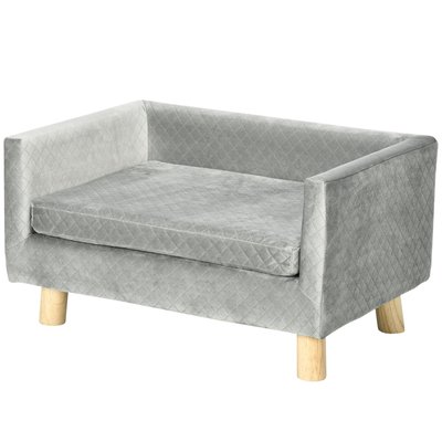 Lit canapé chien chat design scandinave + coussin fourni velours PAWHUT