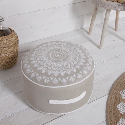 Pouf rond imprimé ethnique coton SLOW LIFE KARMA TODAY