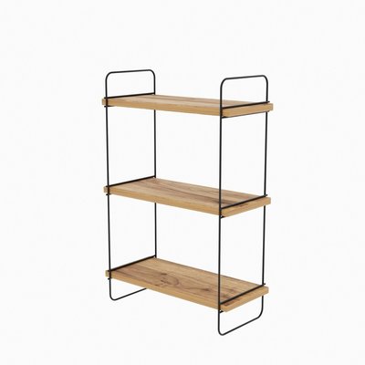 Etagère murale suspendue décor bois pin et noir H66 cm - PULALIS CALICOSY