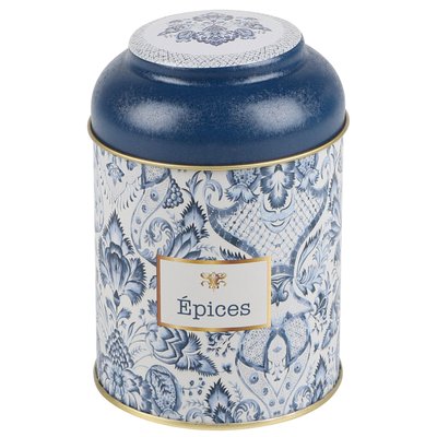 Boîte à épices en métal bleu, blanc et doré WADIGA