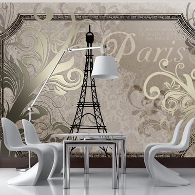 Papier peint intissé panoramique Vintage et Retro Vintage Paris - gold EDEN