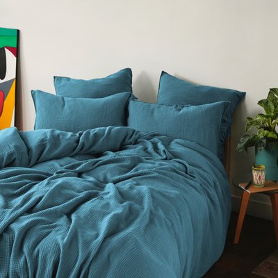 Housse de couette en gaze de coton, SIMPLEMENT GAUFRÉ BLANC CERISE