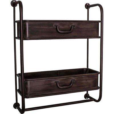 Étagère murale industrielle en fer 2 bacs 52 x 18 x 64 cm ANTIC LINE CRÉATIONS