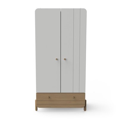 Armoire 2 portes ouvrantes et 1 tiroir blanc et décor chêne H187,6 cm - EDAJ CALICOSY