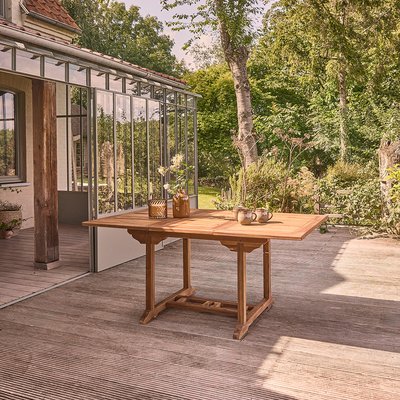 Table de jardin en teck huilé massif extensible 6/8 places  BALI BERAH GETAH