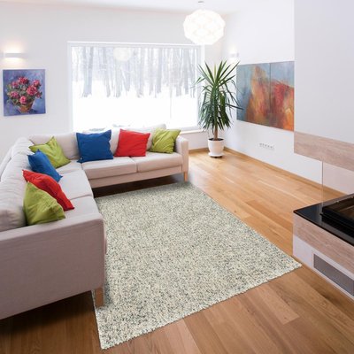 Tapis longs poils shaggy tissé en laine motif faux uni NUAGE C UN AMOUR DE TAPIS