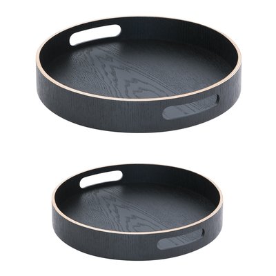 Set de 2 plateaux ronds 35.5 cm et 40,5 cm   en bois TABLE PASSION
