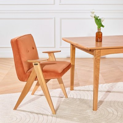 Fauteuil en chêne et velours BILLY ROBIN DES BOIS