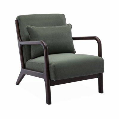 Fauteuil scandinave bois d'hévéa teinté wengé et velours côtelé LORENS SWEEEK