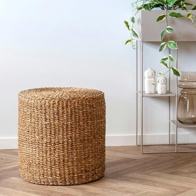 Pouf rond en jonc de mer, style bohème BRUGES PIER IMPORT